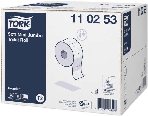 Papier toilette mini jumbo 2p doux Premium 170mx9,7cm T2 les 12 bobines TORK