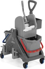 Chariot ONEFRED 2x15L presse à mâchoires + cassette porte produit+repose balai DME