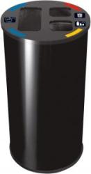 Collecteur tri sélectif noir 60L 3 compartiments l'unité PROBBAX