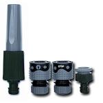 Kit arrosage avec lance et raccords diam 15mm bi-matière  / TECHNO