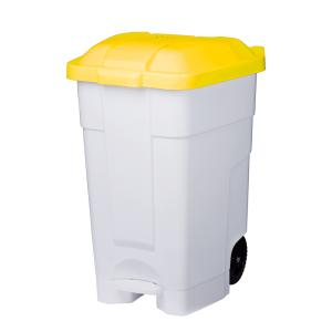 Container plastique à pédale 70L jaune