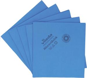 Lavettes microfibre non tissées bleu Micronquick  le sachet de 5 VILEDA