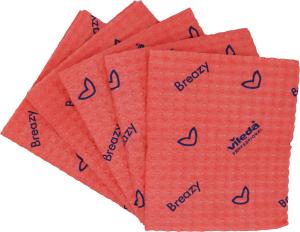 Lavettes microfibre non tissées rouge 35x35cm Breazy les 25 unités VILEDA