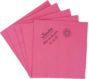 Lavettes microfibre non tissées rouge Micronquick le sachet de 5 VILEDA