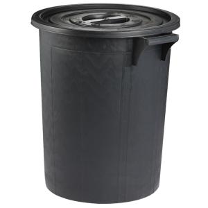 Poubelle immeuble haute 75L noire avec couvercle 